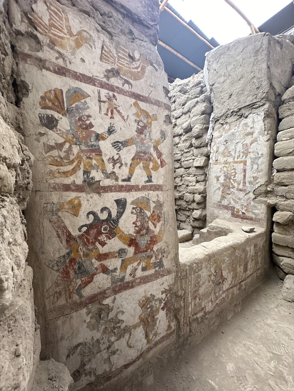 Painted architecture within the Hall of the Moche Imaginary revealed in 2024. Photograph by Lisa Trever 