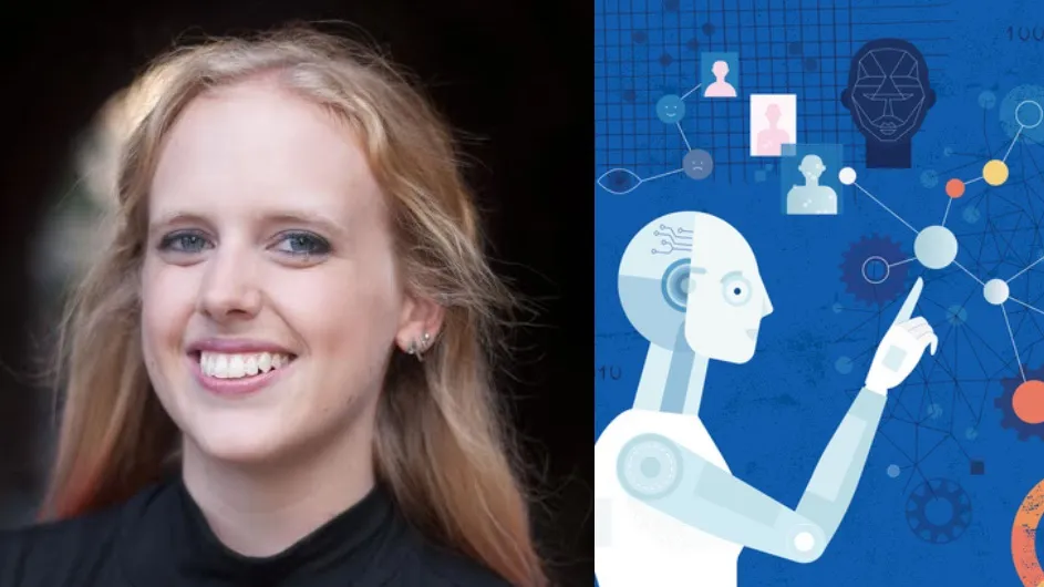 Savannah Thais and an illustration of artificial intelligence.