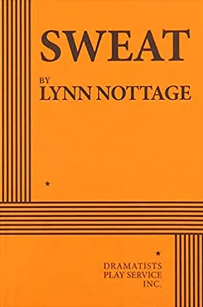 Play cover for Sweat, featuring orange background with horizontal and vertical lines.