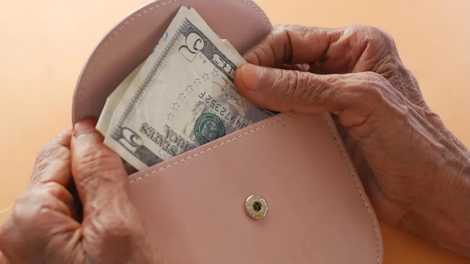 A person taking money from a wallet