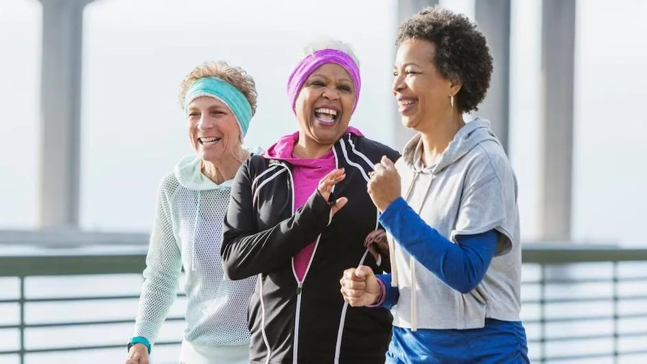 Stock image of women walking in a city.